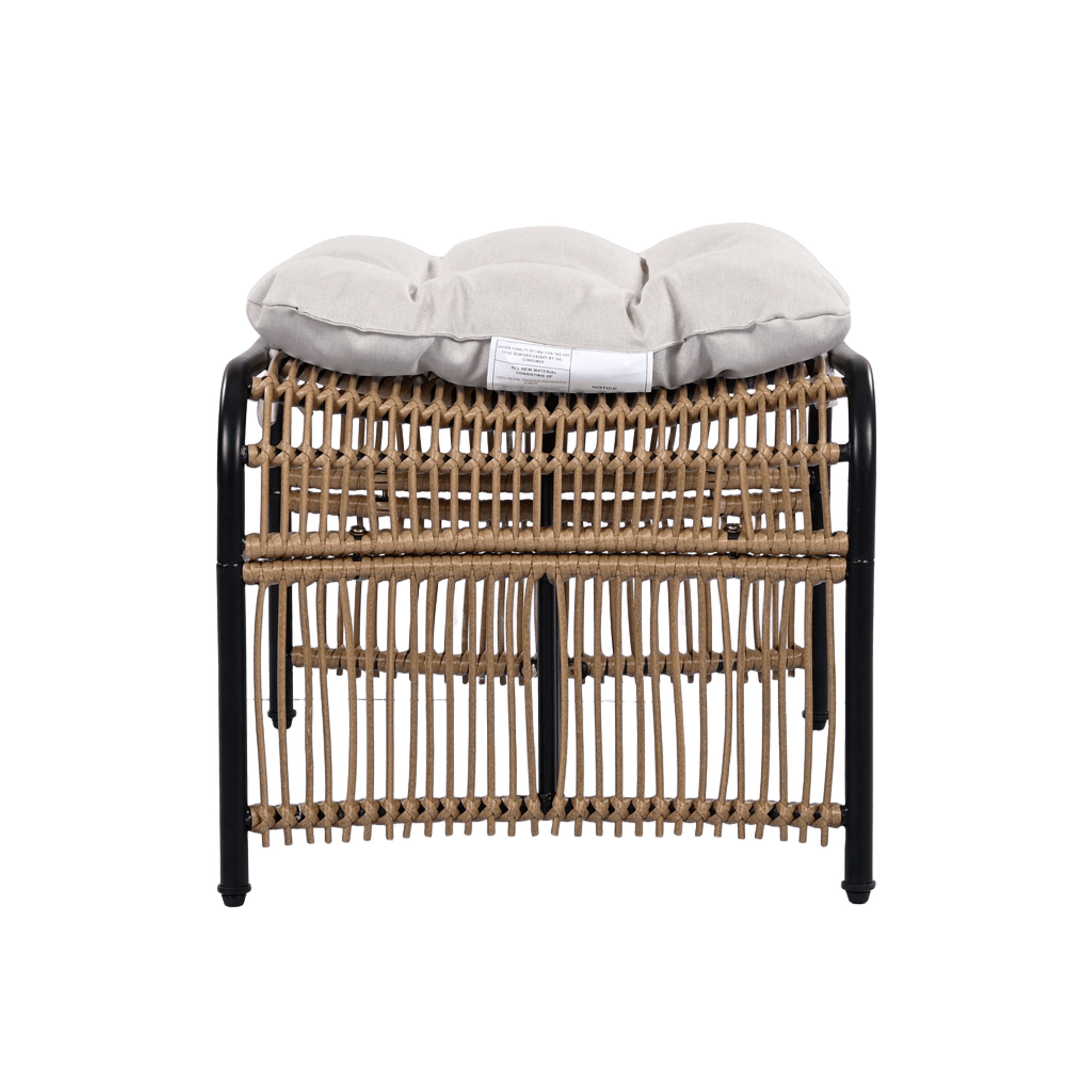 3 Pieces Wicker Outdoor Patio Furniture Set with Lounge Chair, Balcony Chairs Table Set with Cushions, Ottoman, Patio Conversation Sets for Garden ,Deck,and Porch, Black & Natural & Beige - Groovy Boardz