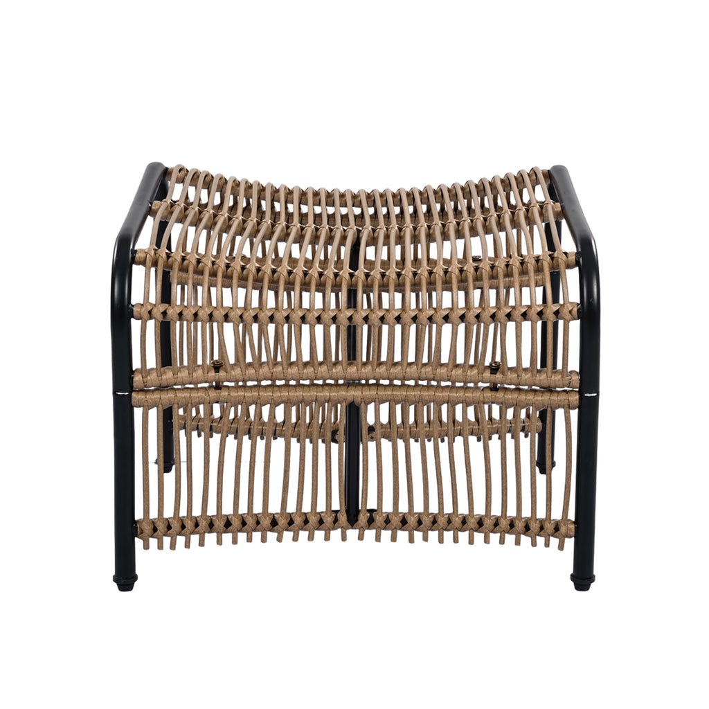 3 Pieces Wicker Outdoor Patio Furniture Set with Lounge Chair, Balcony Chairs Table Set with Cushions, Ottoman, Patio Conversation Sets for Garden ,Deck,and Porch, Black & Natural & Beige - Groovy Boardz