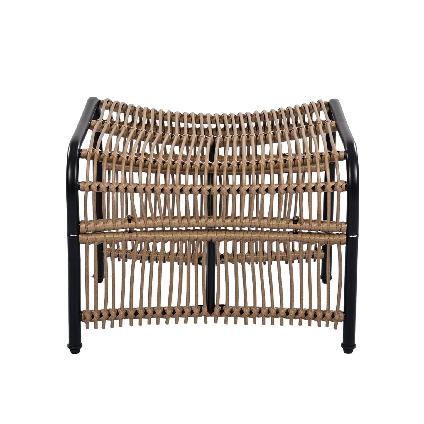 3 Pieces Wicker Outdoor Patio Furniture Set with Lounge Chair, Balcony Chairs Table Set with Cushions, Ottoman, Patio Conversation Sets for Garden ,Deck,and Porch, Black & Natural & Beige - Groovy Boardz