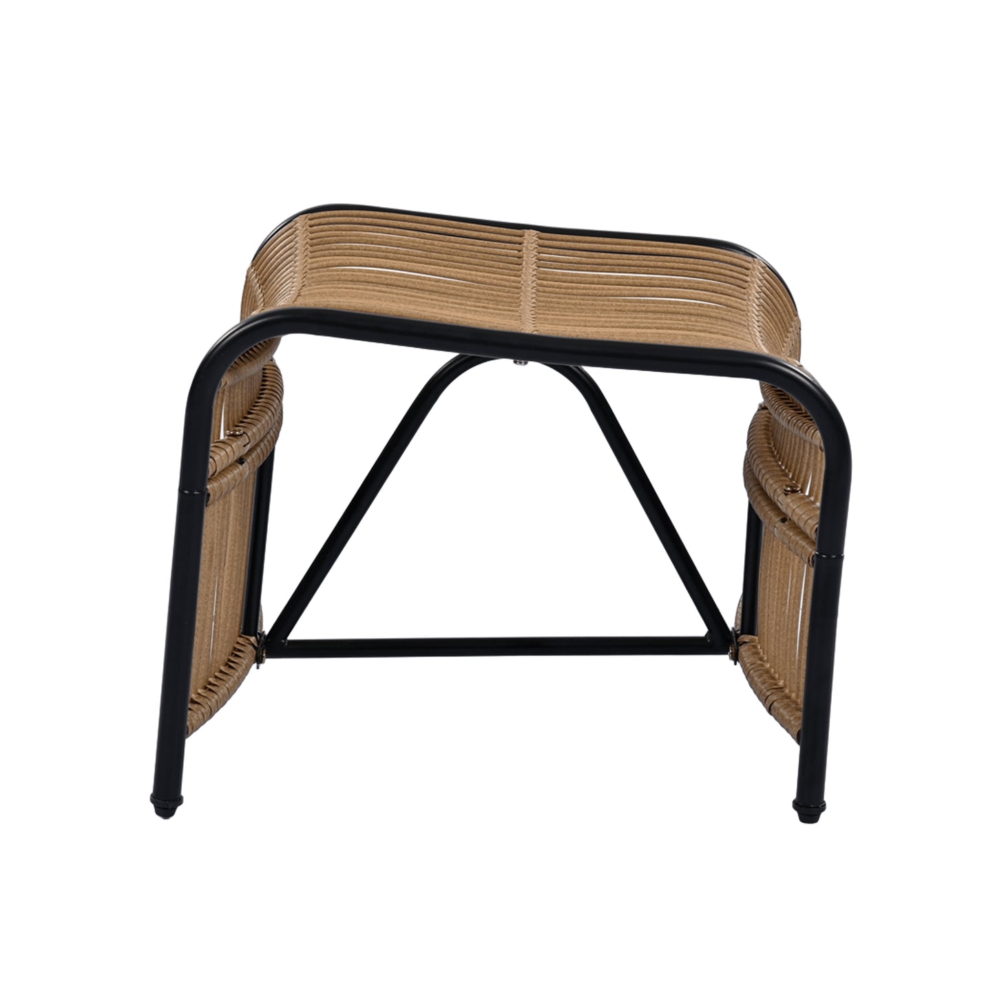 3 Pieces Wicker Outdoor Patio Furniture Set with Lounge Chair, Balcony Chairs Table Set with Cushions, Ottoman, Patio Conversation Sets for Garden ,Deck,and Porch, Black & Natural & Beige - Groovy Boardz