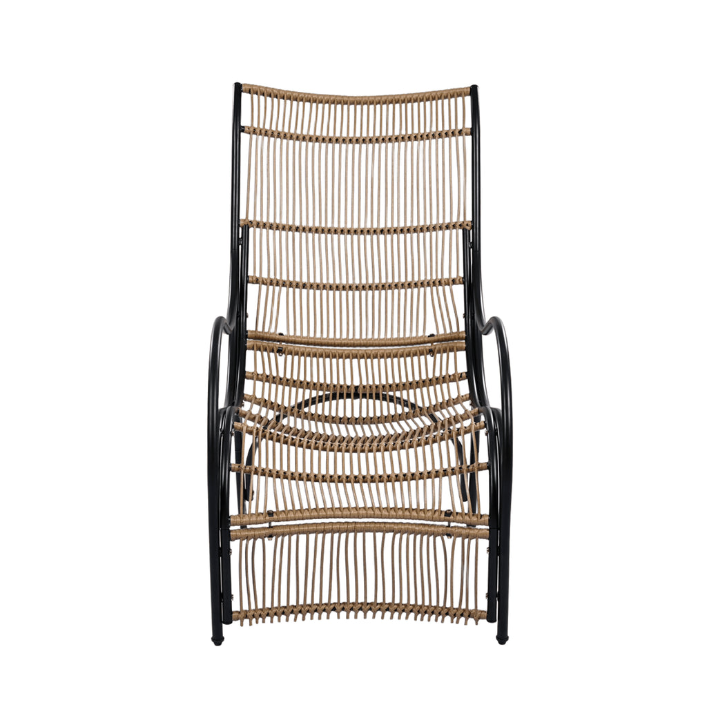 3 Pieces Wicker Outdoor Patio Furniture Set with Lounge Chair, Balcony Chairs Table Set with Cushions, Ottoman, Patio Conversation Sets for Garden ,Deck,and Porch, Black & Natural & Beige - Groovy Boardz