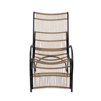 3 Pieces Wicker Outdoor Patio Furniture Set with Lounge Chair, Balcony Chairs Table Set with Cushions, Ottoman, Patio Conversation Sets for Garden ,Deck,and Porch, Black & Natural & Beige - Groovy Boardz