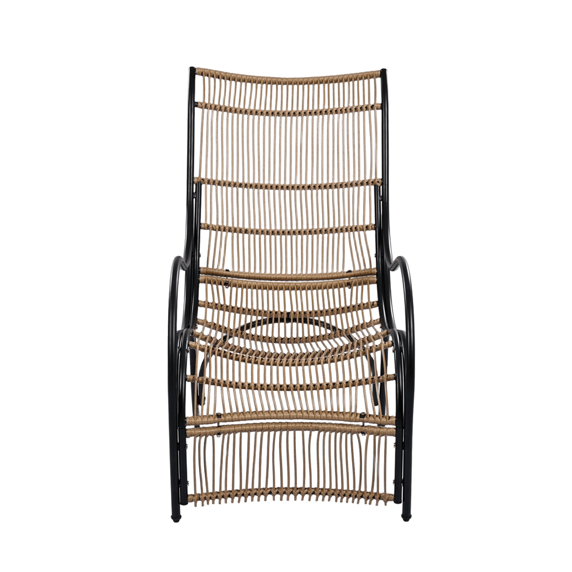 3 Pieces Wicker Outdoor Patio Furniture Set with Lounge Chair, Balcony Chairs Table Set with Cushions, Ottoman, Patio Conversation Sets for Garden ,Deck,and Porch, Black & Natural & Beige - Groovy Boardz