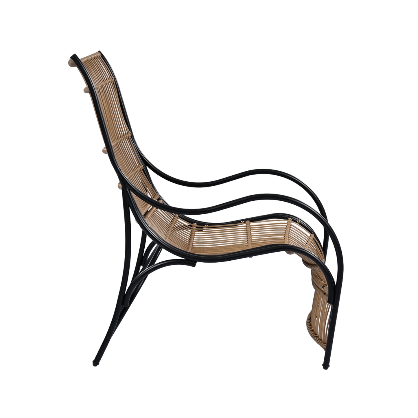 3 Pieces Wicker Outdoor Patio Furniture Set with Lounge Chair, Balcony Chairs Table Set with Cushions, Ottoman, Patio Conversation Sets for Garden ,Deck,and Porch, Black & Natural & Beige - Groovy Boardz