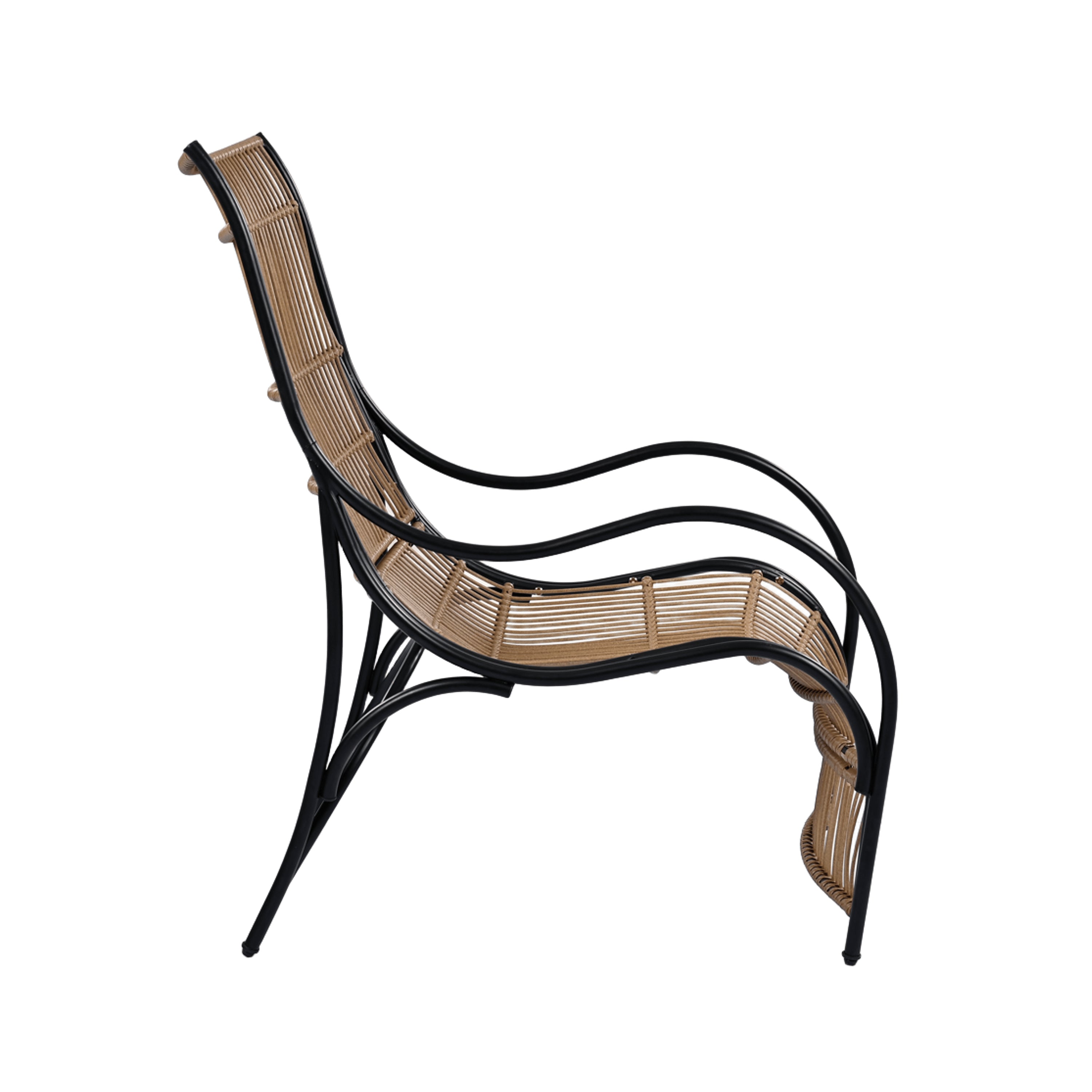 3 Pieces Wicker Outdoor Patio Furniture Set with Lounge Chair, Balcony Chairs Table Set with Cushions, Ottoman, Patio Conversation Sets for Garden ,Deck,and Porch, Black & Natural & Beige - Groovy Boardz