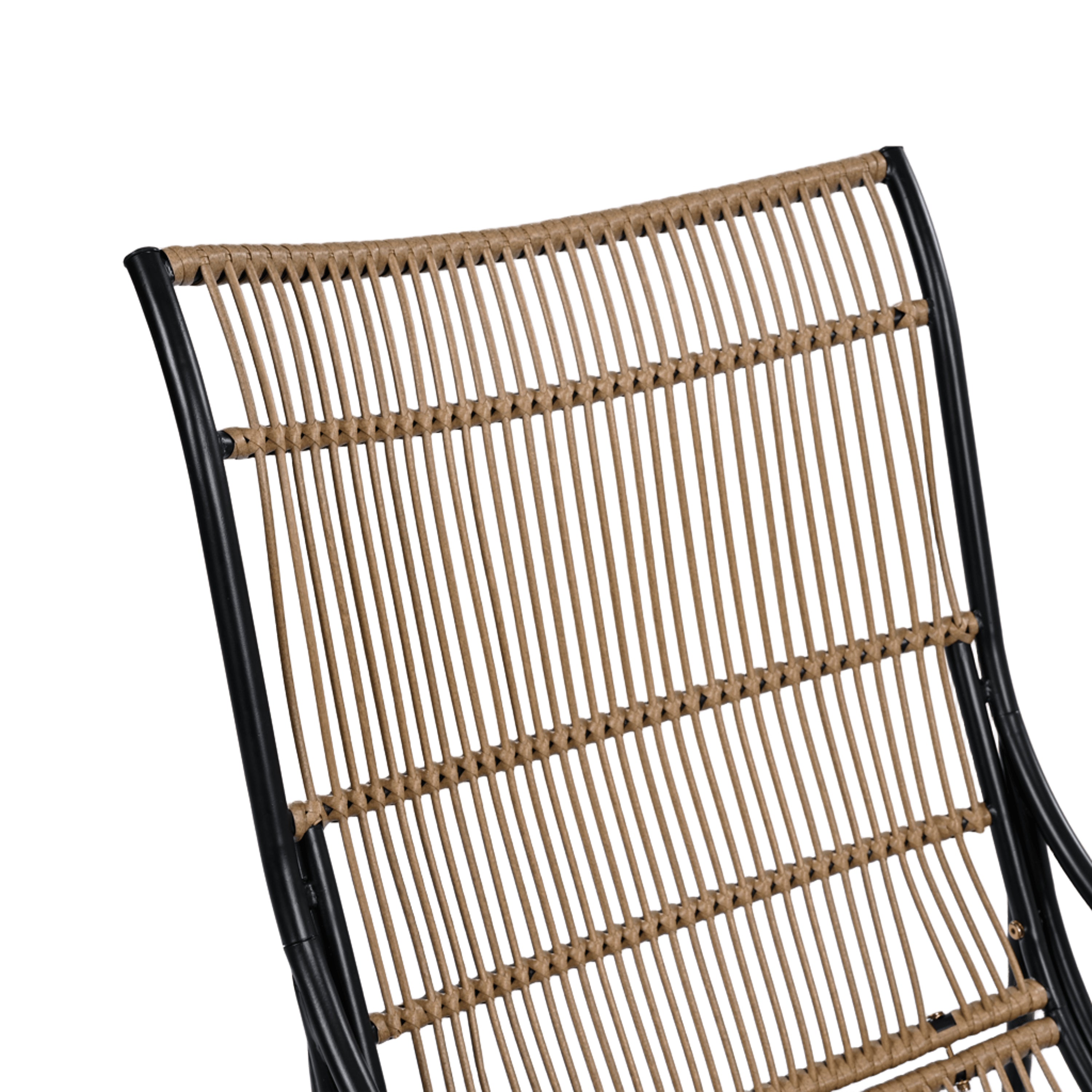 3 Pieces Wicker Outdoor Patio Furniture Set with Lounge Chair, Balcony Chairs Table Set with Cushions, Ottoman, Patio Conversation Sets for Garden ,Deck,and Porch, Black & Natural & Beige - Groovy Boardz