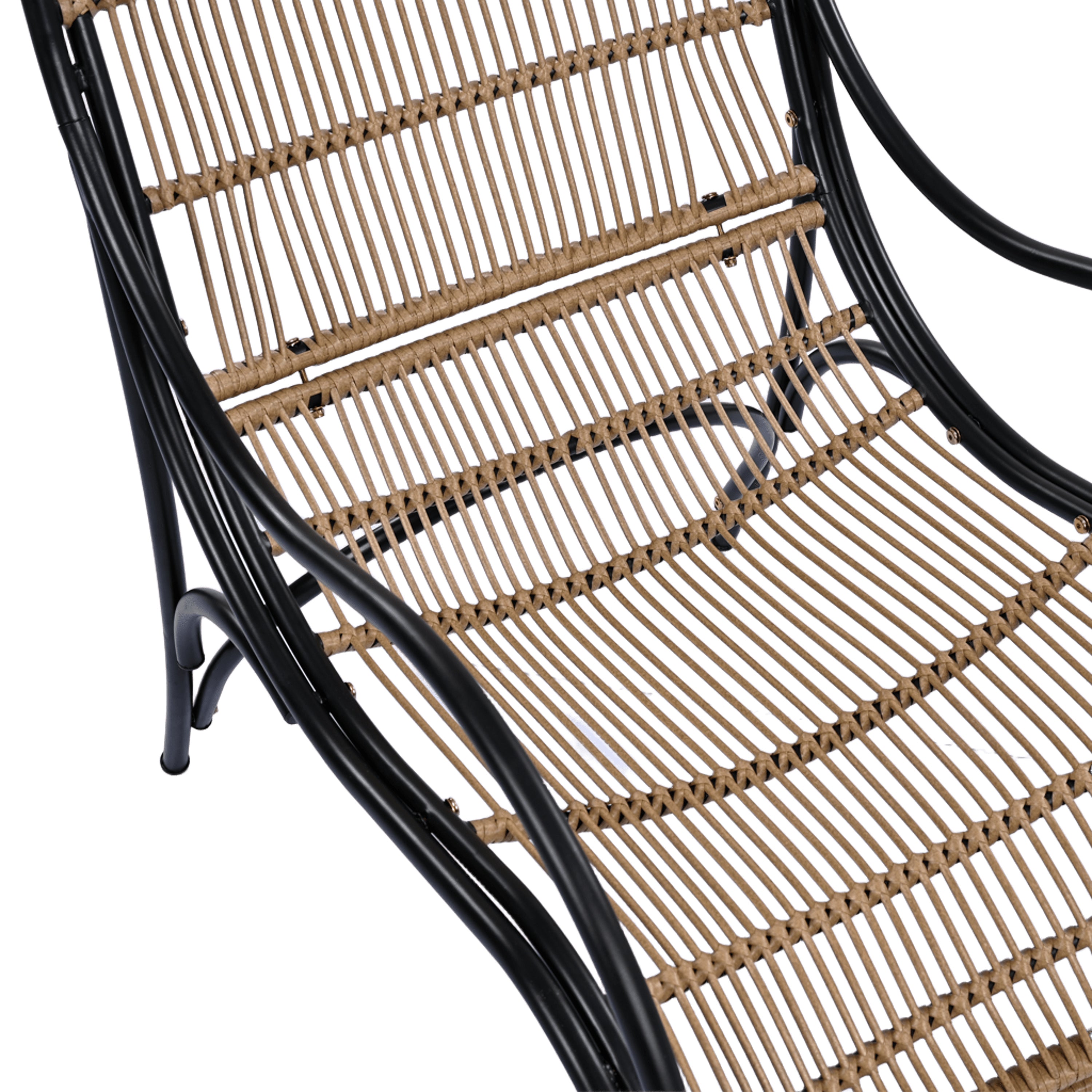 3 Pieces Wicker Outdoor Patio Furniture Set with Lounge Chair, Balcony Chairs Table Set with Cushions, Ottoman, Patio Conversation Sets for Garden ,Deck,and Porch, Black & Natural & Beige - Groovy Boardz