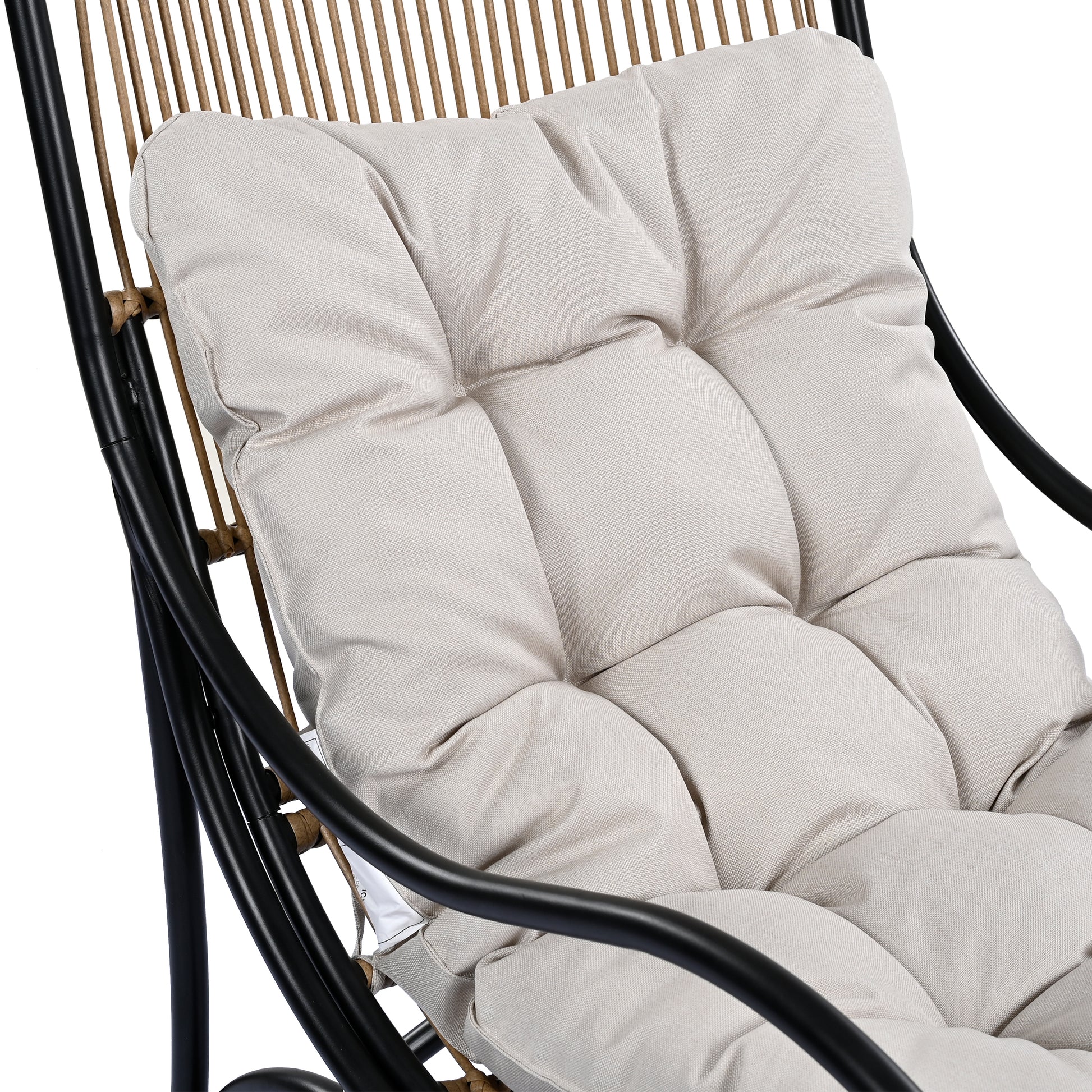 3 Pieces Wicker Outdoor Patio Furniture Set with Lounge Chair, Balcony Chairs Table Set with Cushions, Ottoman, Patio Conversation Sets for Garden ,Deck,and Porch, Black & Natural & Beige - Groovy Boardz