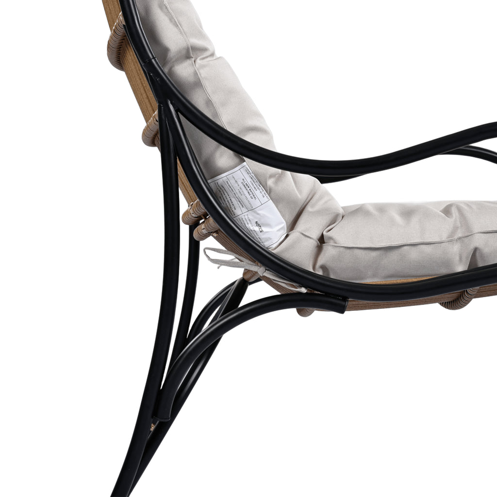 3 Pieces Wicker Outdoor Patio Furniture Set with Lounge Chair, Balcony Chairs Table Set with Cushions, Ottoman, Patio Conversation Sets for Garden ,Deck,and Porch, Black & Natural & Beige - Groovy Boardz