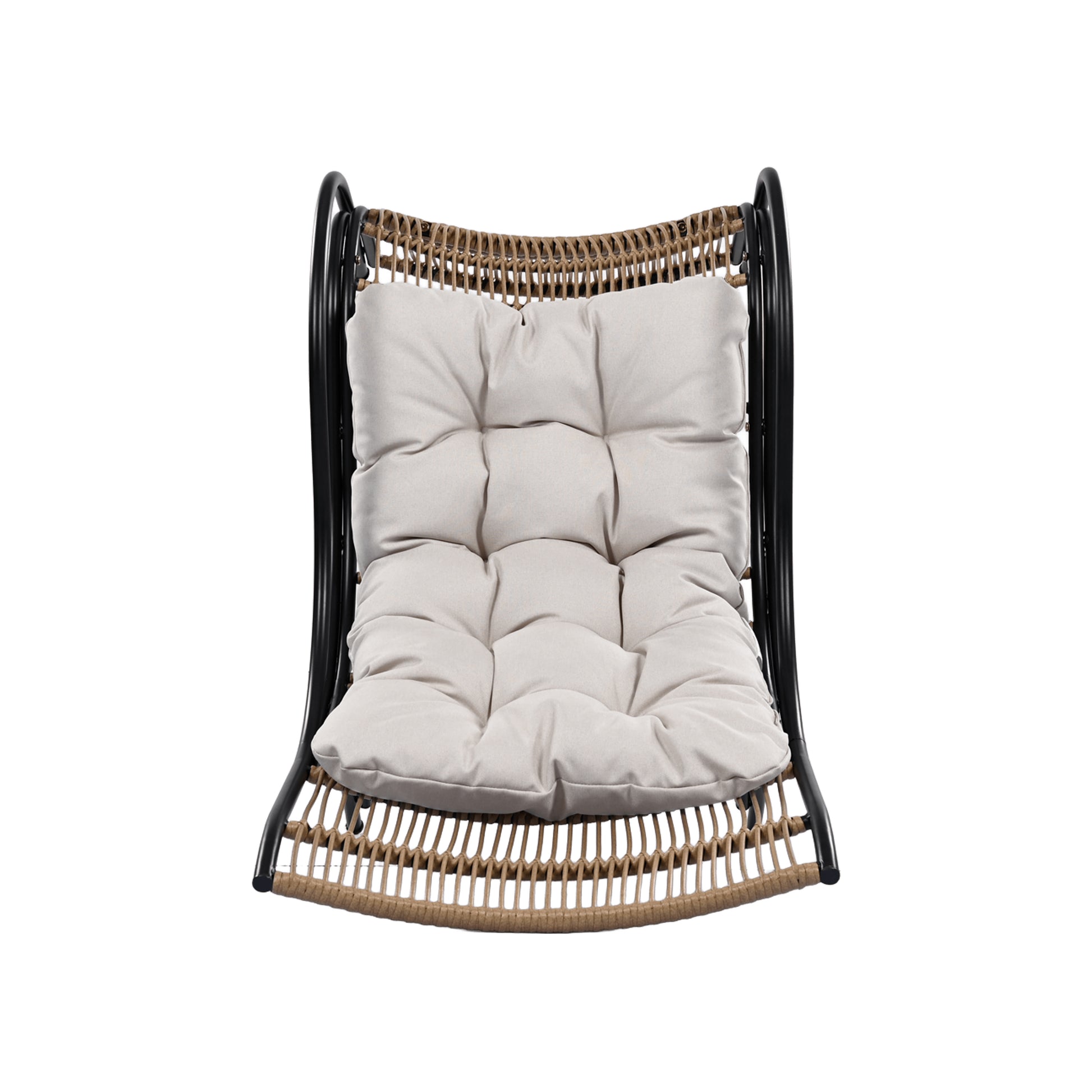 3 Pieces Wicker Outdoor Patio Furniture Set with Lounge Chair, Balcony Chairs Table Set with Cushions, Ottoman, Patio Conversation Sets for Garden ,Deck,and Porch, Black & Natural & Beige - Groovy Boardz