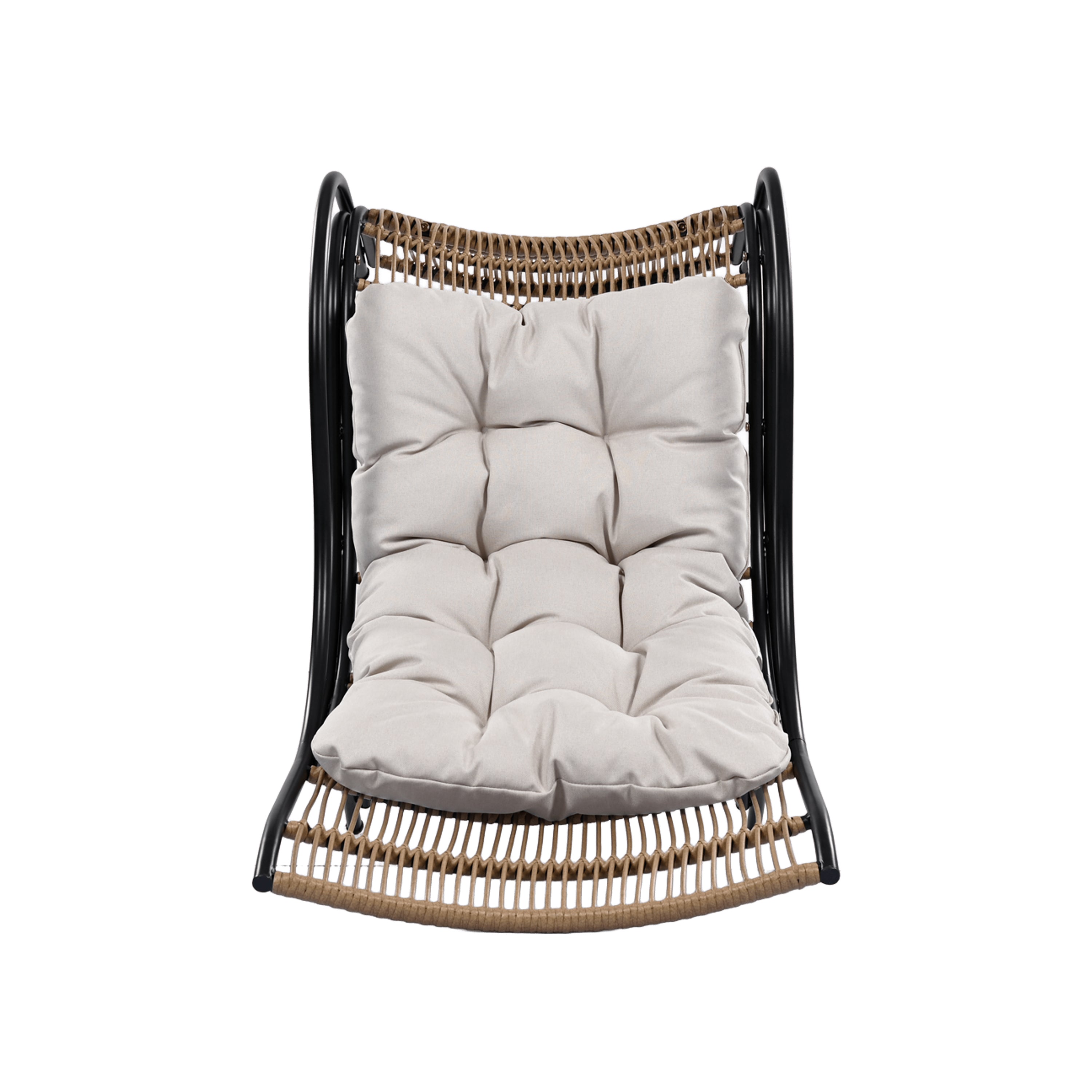 3 Pieces Wicker Outdoor Patio Furniture Set with Lounge Chair, Balcony Chairs Table Set with Cushions, Ottoman, Patio Conversation Sets for Garden ,Deck,and Porch, Black & Natural & Beige - Groovy Boardz