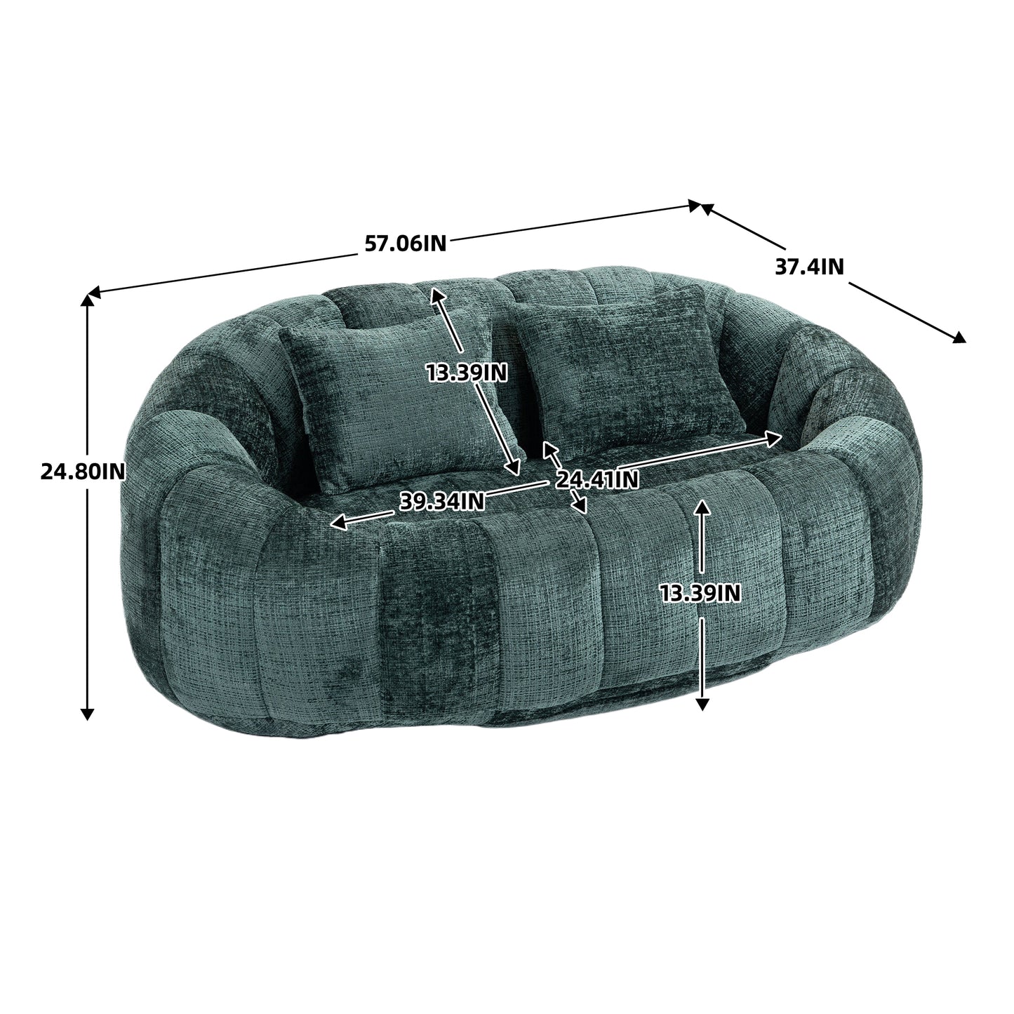 COOLMORE Bean Bag sofa Lazy Sofa Durable Comfort Lounger High Back Bean Bag Chair Couch for Adults and Kids, Indoor & Outdoor, Accent Floor Soft Lounge Chair  (Emerald chenille)