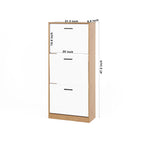 Shoe Storage Cabinet with 3 White Panel Flip Drawers, Freestanding Organizer for Entryway, Narrow Shoe Rack Cabinet