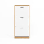 Shoe Storage Cabinet with 3 White Panel Flip Drawers, Freestanding Organizer for Entryway, Narrow Shoe Rack Cabinet