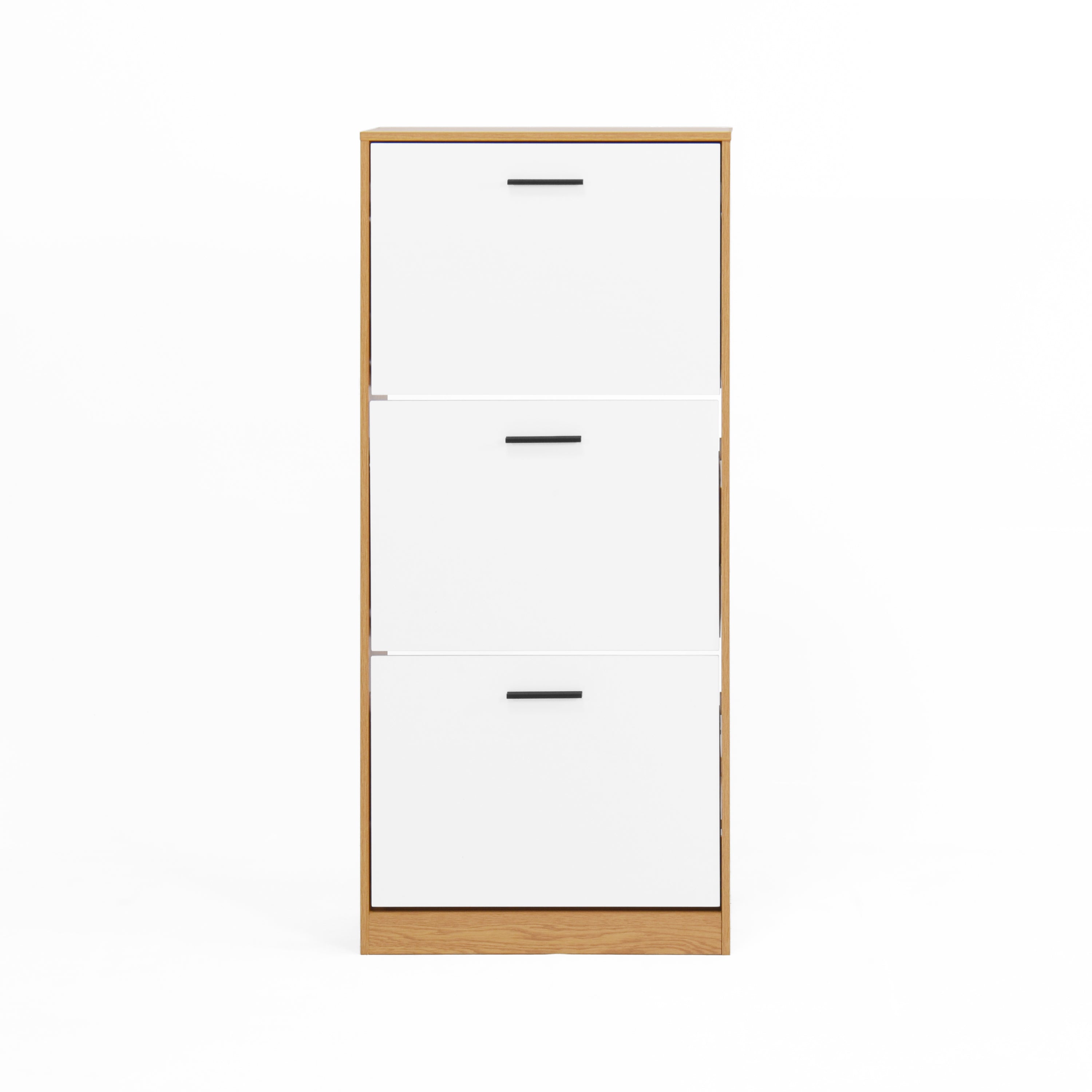 Shoe Storage Cabinet with 3 White Panel Flip Drawers, Freestanding Organizer for Entryway, Narrow Shoe Rack Cabinet