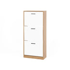Shoe Storage Cabinet with 3 White Panel Flip Drawers, Freestanding Organizer for Entryway, Narrow Shoe Rack Cabinet