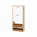 Shoe Storage Cabinet with 3 White Panel Flip Drawers, Freestanding Organizer for Entryway, Narrow Shoe Rack Cabinet