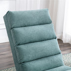 Ergonomic Electric Massage Chaise Lounge with Remote Control, Teal Linen Upholstery, 5 Modes for Relaxation
