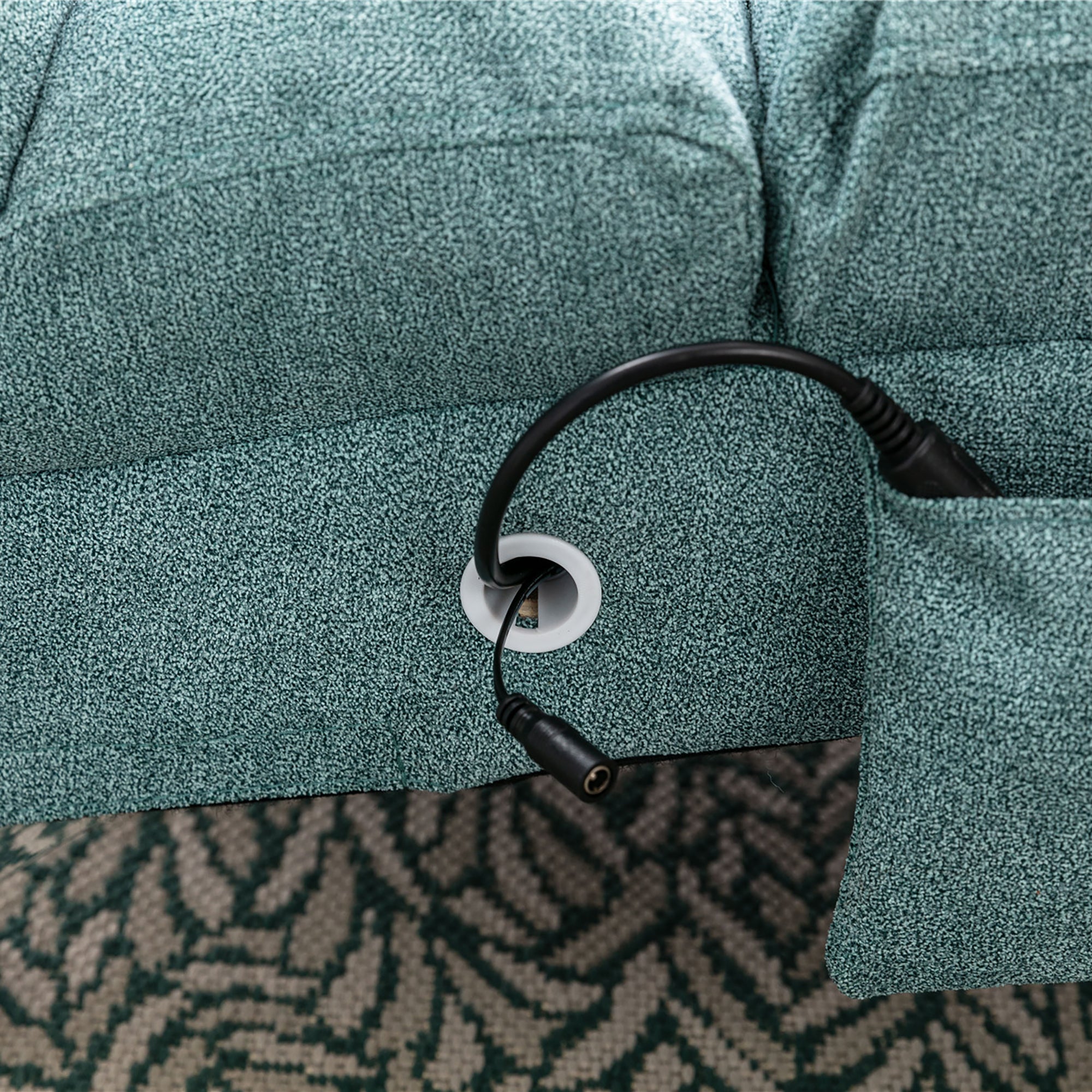 Ergonomic Electric Massage Chaise Lounge with Remote Control, Teal Linen Upholstery, 5 Modes for Relaxation