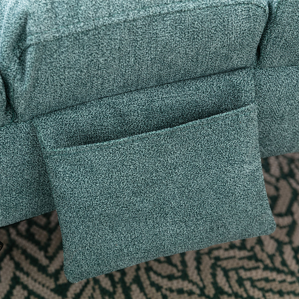 Ergonomic Electric Massage Chaise Lounge with Remote Control, Teal Linen Upholstery, 5 Modes for Relaxation