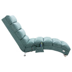 Ergonomic Electric Massage Chaise Lounge with Remote Control, Teal Linen Upholstery, 5 Modes for Relaxation