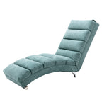 Ergonomic Electric Massage Chaise Lounge with Remote Control, Teal Linen Upholstery, 5 Modes for Relaxation