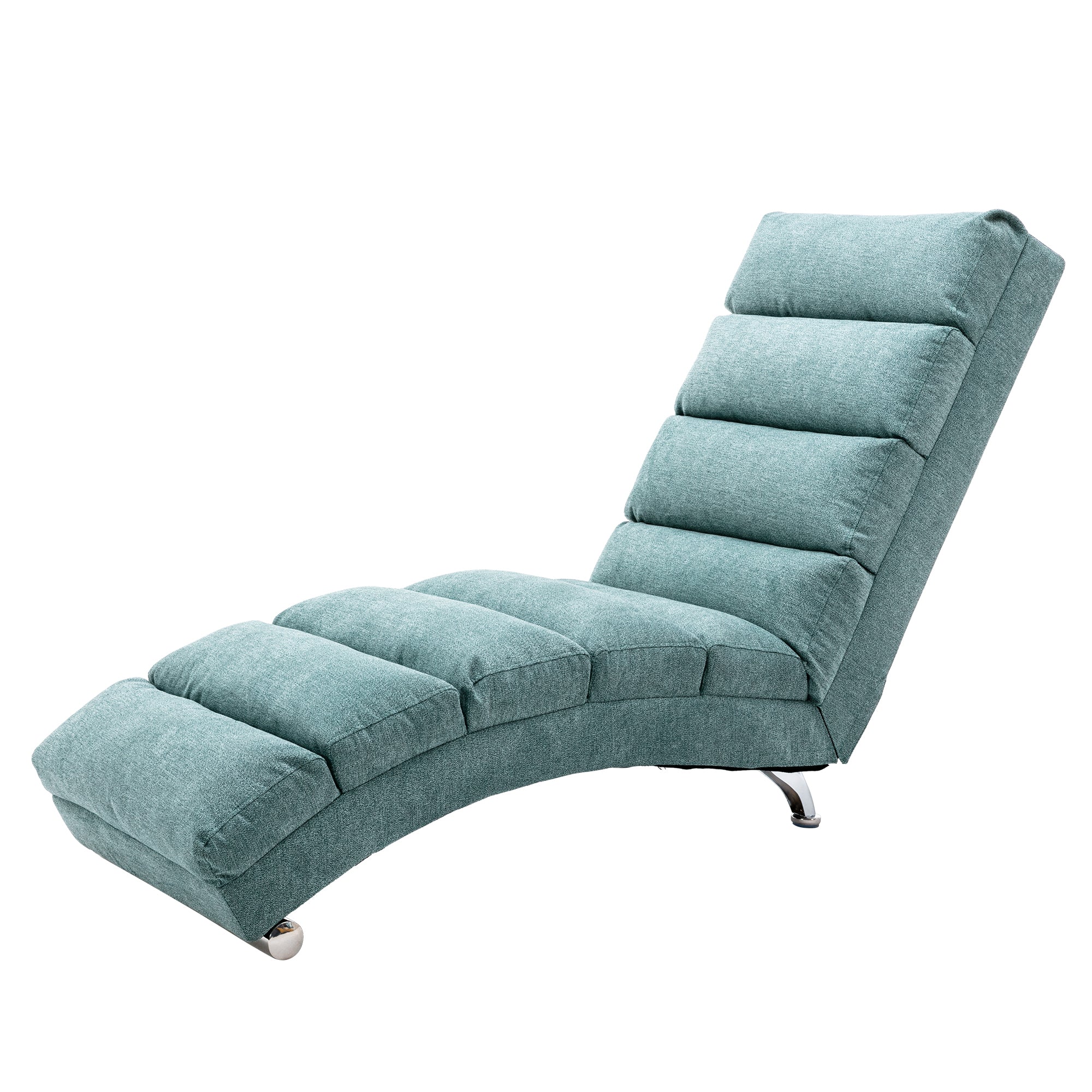 Ergonomic Electric Massage Chaise Lounge with Remote Control, Teal Linen Upholstery, 5 Modes for Relaxation
