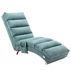 Ergonomic Electric Massage Chaise Lounge with Remote Control, Teal Linen Upholstery, 5 Modes for Relaxation