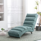 Ergonomic Electric Massage Chaise Lounge with Remote Control, Teal Linen Upholstery, 5 Modes for Relaxation