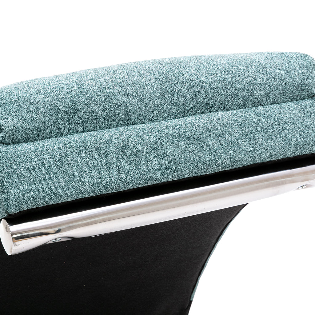 Ergonomic Electric Massage Chaise Lounge with Remote Control, Teal Linen Upholstery, 5 Modes for Relaxation