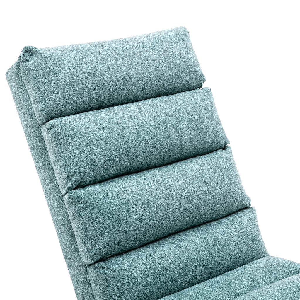 Ergonomic Electric Massage Chaise Lounge with Remote Control, Teal Linen Upholstery, 5 Modes for Relaxation