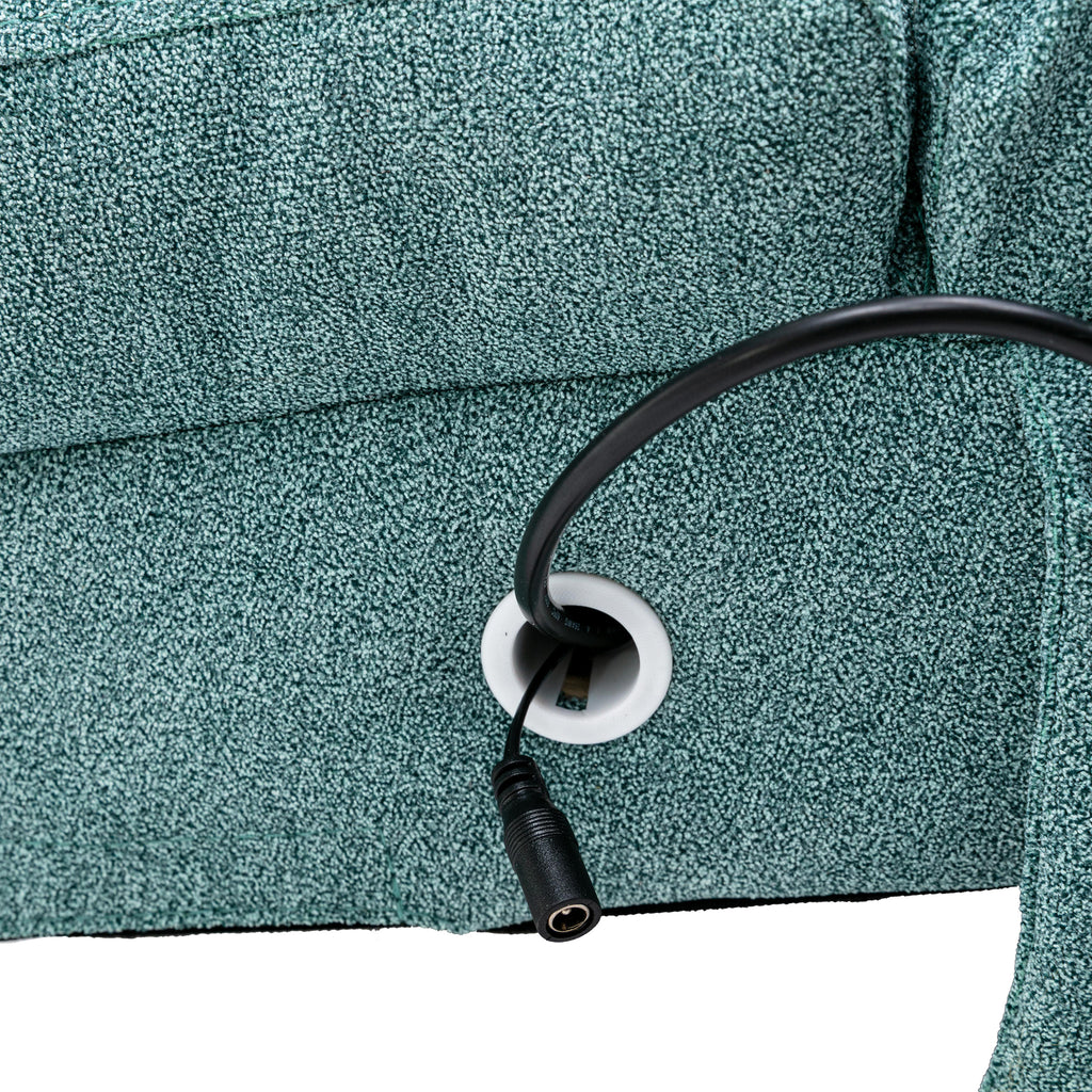 Ergonomic Electric Massage Chaise Lounge with Remote Control, Teal Linen Upholstery, 5 Modes for Relaxation