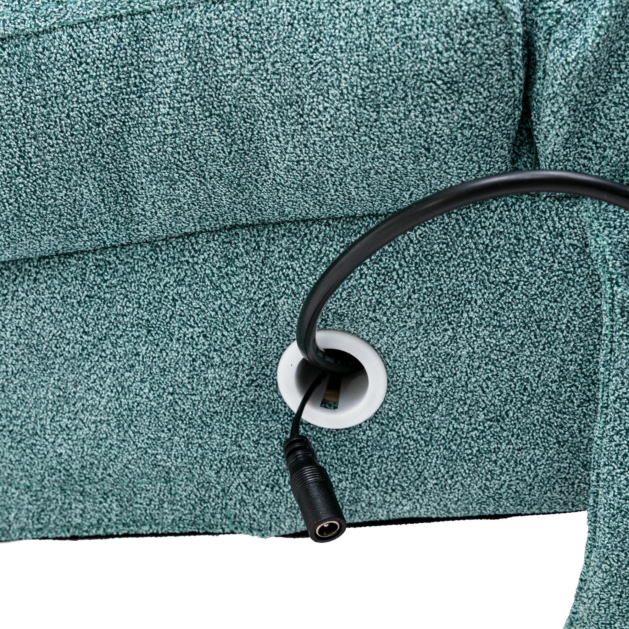 Ergonomic Electric Massage Chaise Lounge with Remote Control, Teal Linen Upholstery, 5 Modes for Relaxation