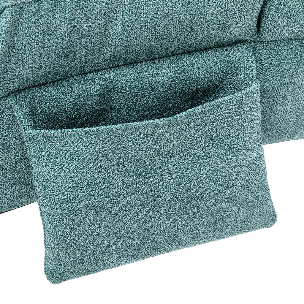 Ergonomic Electric Massage Chaise Lounge with Remote Control, Teal Linen Upholstery, 5 Modes for Relaxation