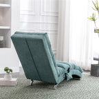 Ergonomic Electric Massage Chaise Lounge with Remote Control, Teal Linen Upholstery, 5 Modes for Relaxation