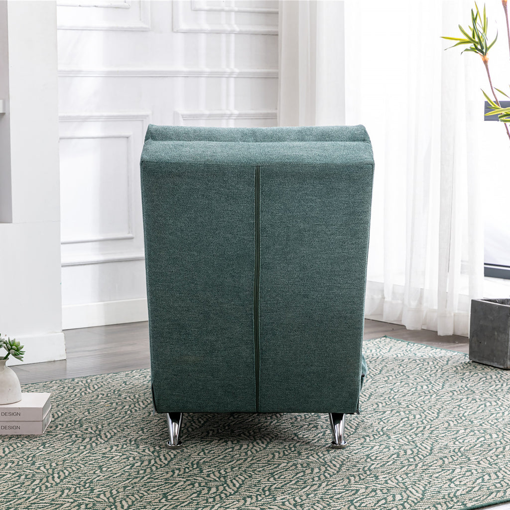 Ergonomic Electric Massage Chaise Lounge with Remote Control, Teal Linen Upholstery, 5 Modes for Relaxation