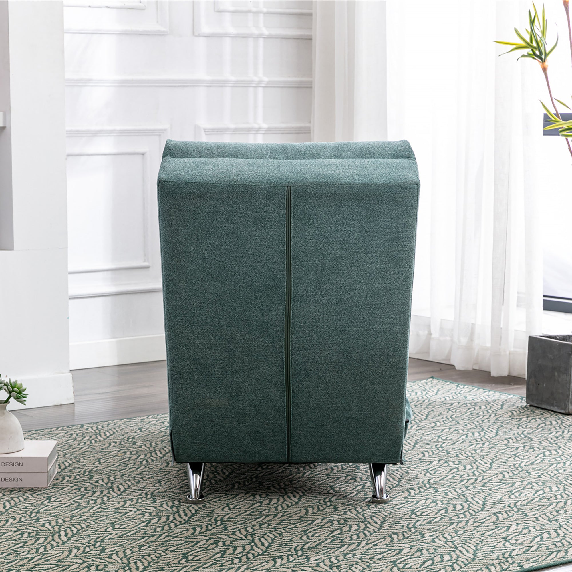 Ergonomic Electric Massage Chaise Lounge with Remote Control, Teal Linen Upholstery, 5 Modes for Relaxation