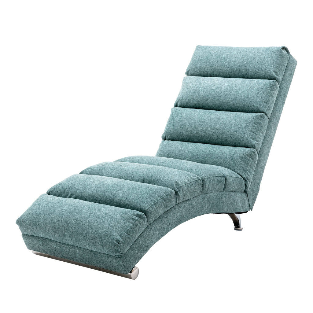 Ergonomic Electric Massage Chaise Lounge with Remote Control, Teal Linen Upholstery, 5 Modes for Relaxation