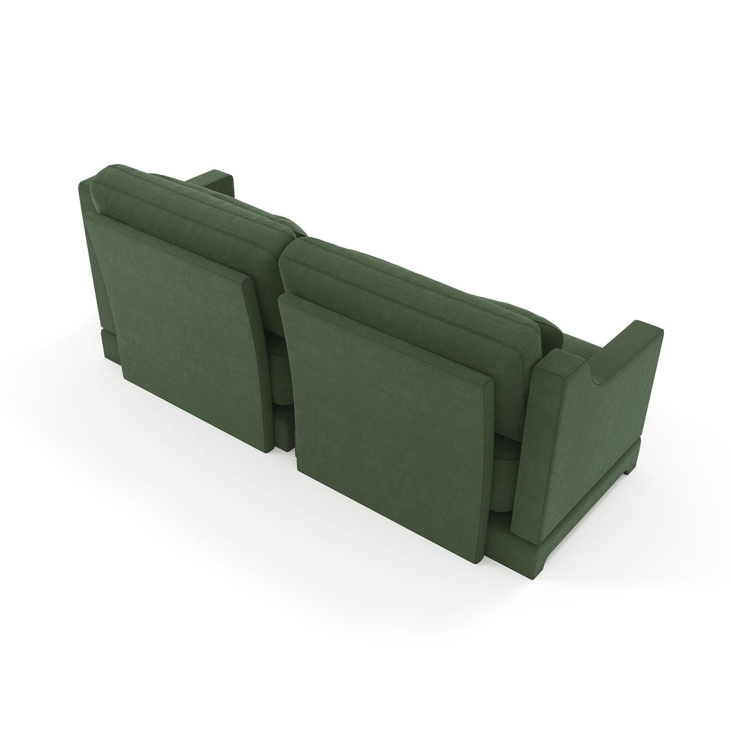 Two -seater Chenille Fabric sofa, 2 lumbar pillows,Ergonomic, high - quality wood frame, resilient sponge,Easy install, elegant armrests,Fits bedrooms, living rooms, reading nooks,Green