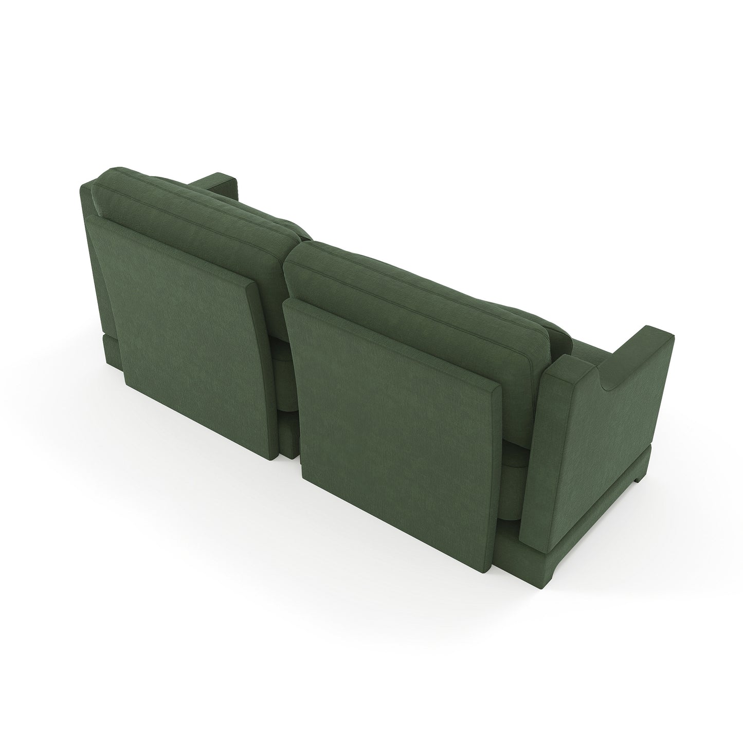 Two -seater Chenille Fabric sofa, 2 lumbar pillows,Ergonomic, high - quality wood frame, resilient sponge,Easy install, elegant armrests,Fits bedrooms, living rooms, reading nooks,Green