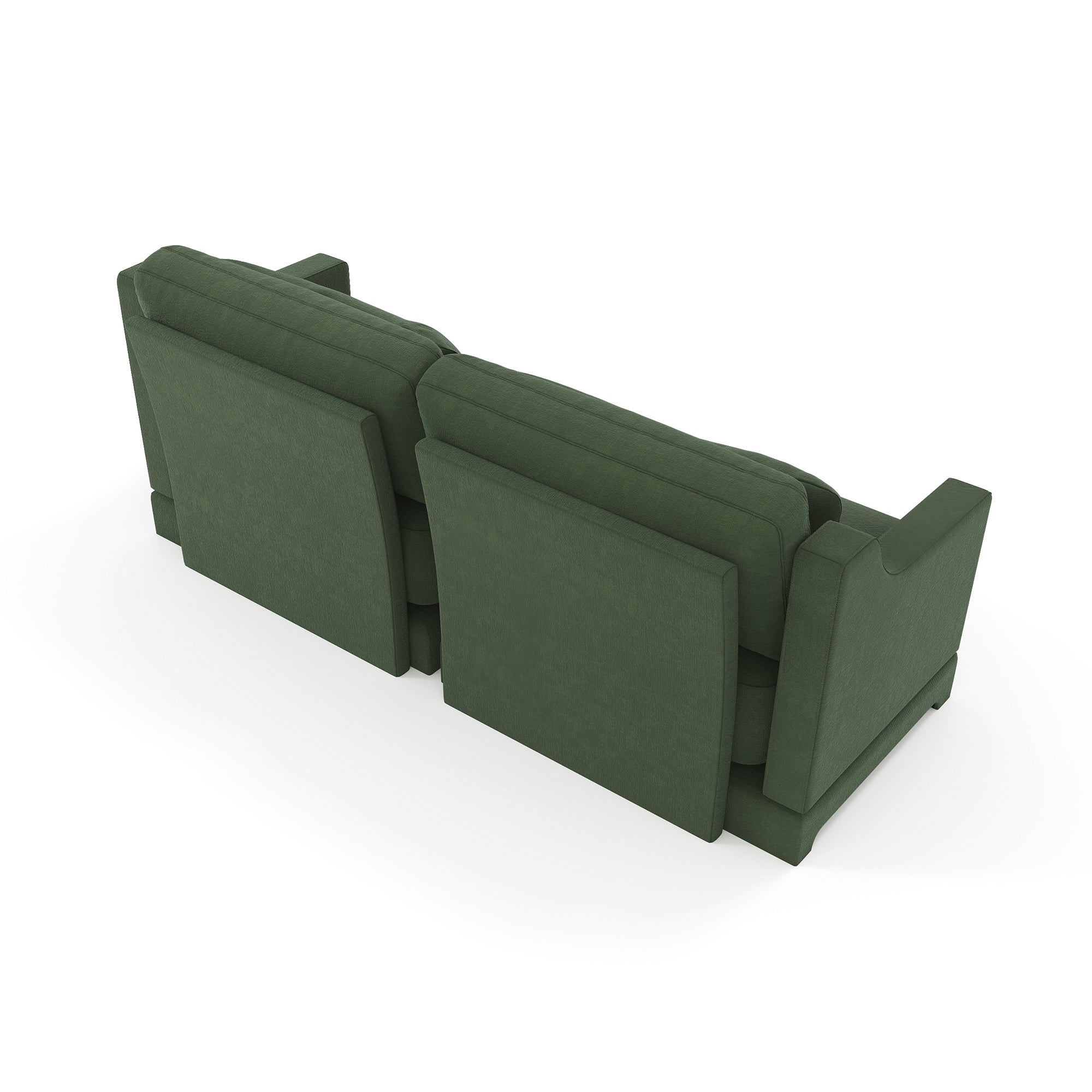 Two -seater Chenille Fabric sofa, 2 lumbar pillows,Ergonomic, high - quality wood frame, resilient sponge,Easy install, elegant armrests,Fits bedrooms, living rooms, reading nooks,Green