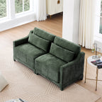 Two -seater Chenille Fabric sofa, 2 lumbar pillows,Ergonomic, high - quality wood frame, resilient sponge,Easy install, elegant armrests,Fits bedrooms, living rooms, reading nooks,Green