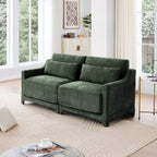 Two -seater Chenille Fabric sofa, 2 lumbar pillows,Ergonomic, high - quality wood frame, resilient sponge,Easy install, elegant armrests,Fits bedrooms, living rooms, reading nooks,Green