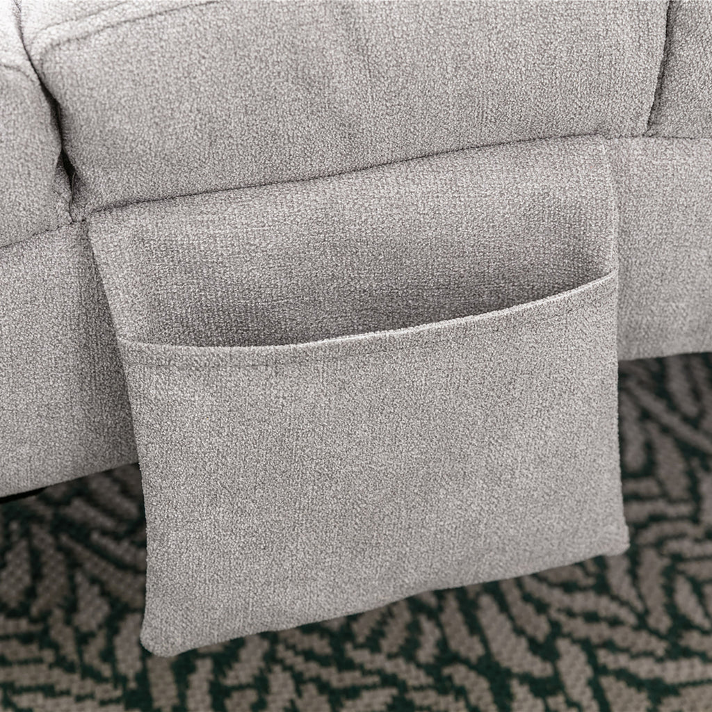 Light Grey Linen Massage Chaise Lounge Indoor with Remote Control, Ergonomic Electric Massage Lounger with 5 Modes