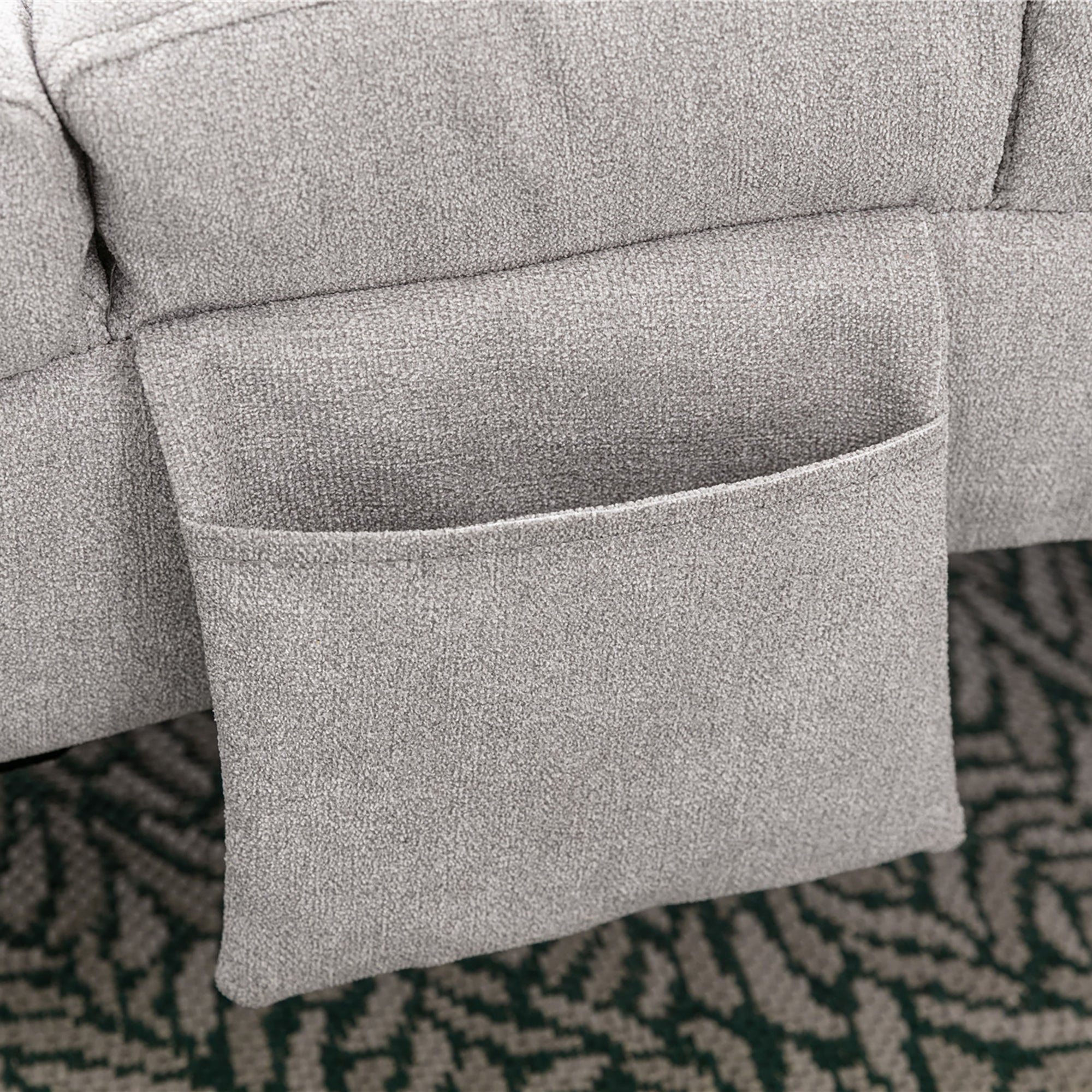 Light Grey Linen Massage Chaise Lounge Indoor with Remote Control, Ergonomic Electric Massage Lounger with 5 Modes