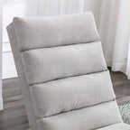 Light Grey Linen Massage Chaise Lounge Indoor with Remote Control, Ergonomic Electric Massage Lounger with 5 Modes