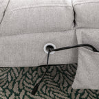 Light Grey Linen Massage Chaise Lounge Indoor with Remote Control, Ergonomic Electric Massage Lounger with 5 Modes