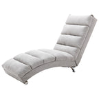 Light Grey Linen Massage Chaise Lounge Indoor with Remote Control, Ergonomic Electric Massage Lounger with 5 Modes