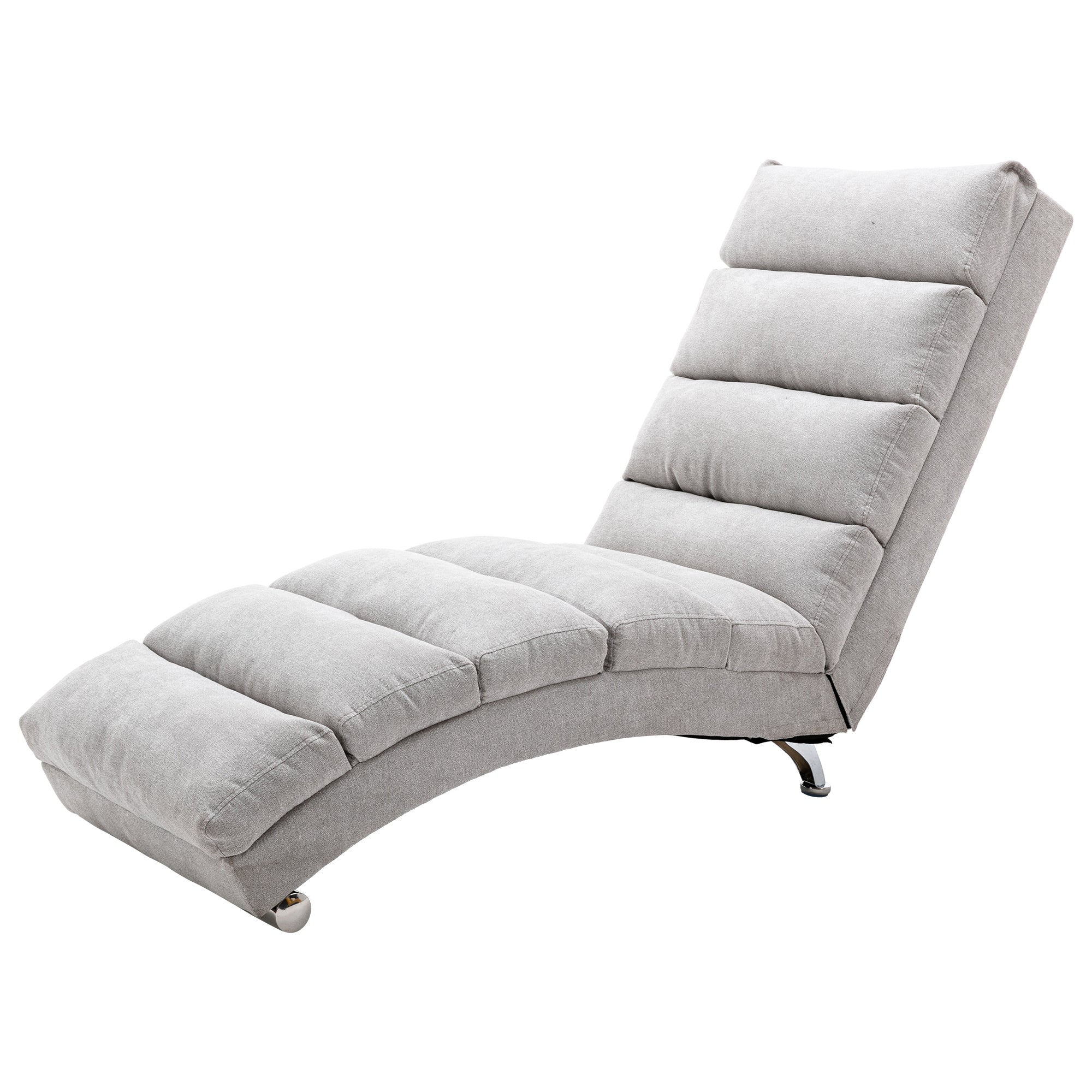 Light Grey Linen Massage Chaise Lounge Indoor with Remote Control, Ergonomic Electric Massage Lounger with 5 Modes