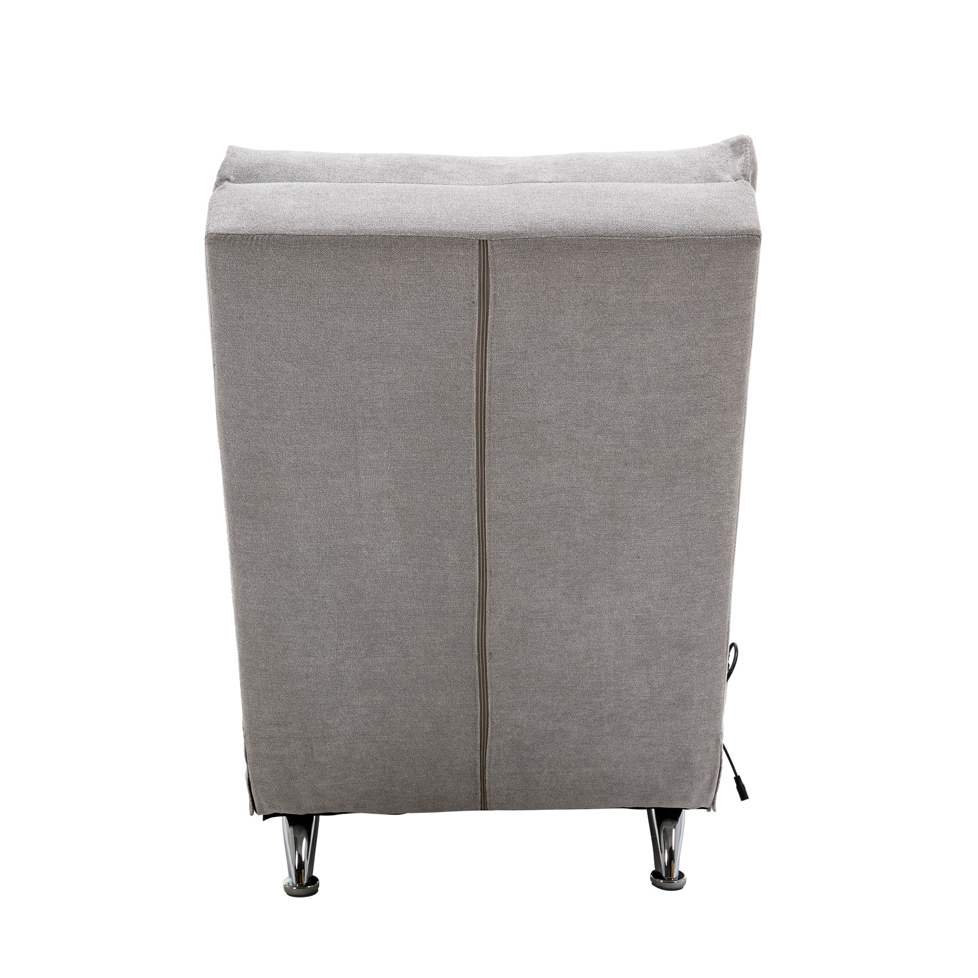 Light Grey Linen Massage Chaise Lounge Indoor with Remote Control, Ergonomic Electric Massage Lounger with 5 Modes